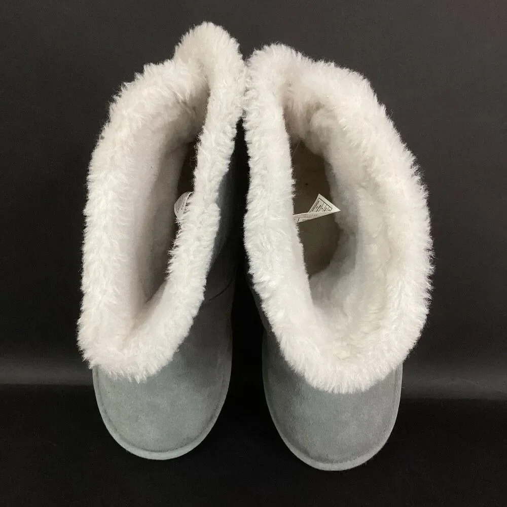 Koolaburra by Ugg Nalie Boots -Kid Sz 4 -Light Gray Suede -Faux Fur Lined Bootie